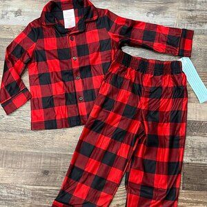 NEW Red Plaid Buffalo Check Christmas Pajama Pant Set Toddler Kids Size 2T